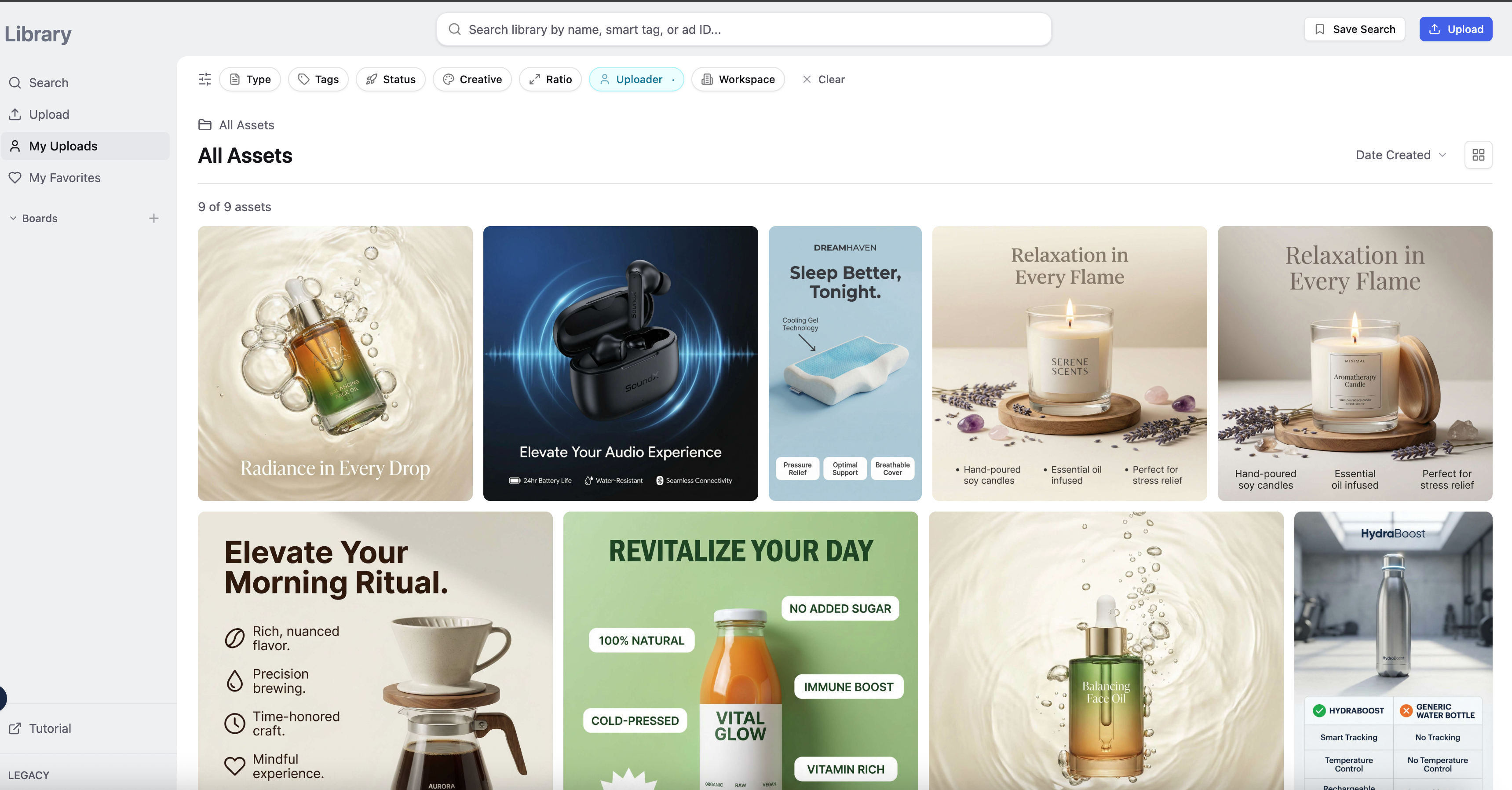 AdManage configuring a batch of Meta ads with formats, tracking specs and copy variations under manual control
